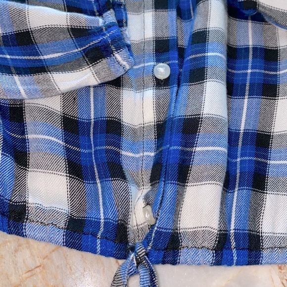 Express Women's Plaid Waist Tie Soft Blouse Shirt - Picture 9 of 10